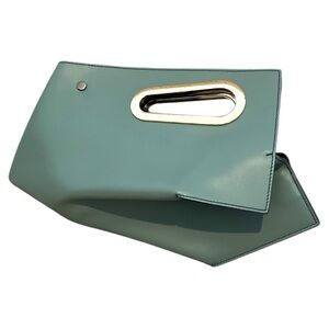 Khaore | Athaarah Leather Clutch in steal with Gold Hardware